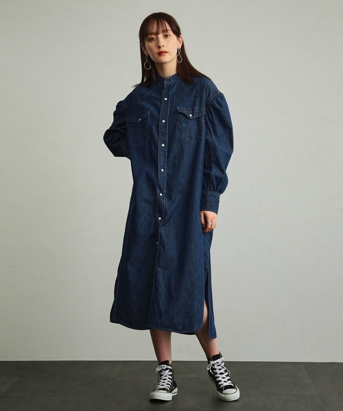 Wrangler ラングラー デニムシャツワンピース Wl1927 300 Wrangler ラングラー のシャツワンピース Wrangler ラングラー デニムシャツワンピース シャツワンピース Wl1927 346 を購入できます Lee Wrangler ラングラー のファッション