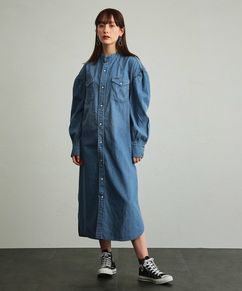 Wrangler（ラングラー）の「Wrangler/ラングラー デニムシャツワンピース（シャツワンピース・レディース・インディゴブルー/ダークインディゴブルー・SMALL/MEDIUM）」の16枚目の写真