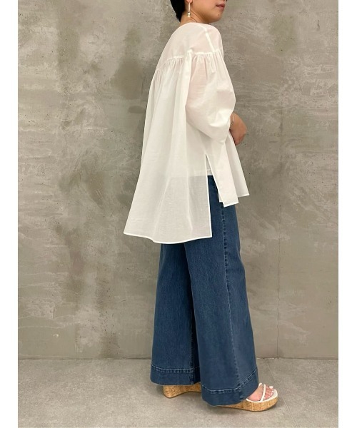 BEARDSLEY（ビアズリー）の「袖リブギャザーブラウス（シャツ/ブラウス・レディース・ホワイト/ブラック・FREE）」の20枚目の写真