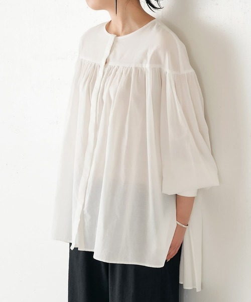 BEARDSLEY（ビアズリー）の「袖リブギャザーブラウス（シャツ/ブラウス・レディース・ホワイト/ブラック・FREE）」の22枚目の写真