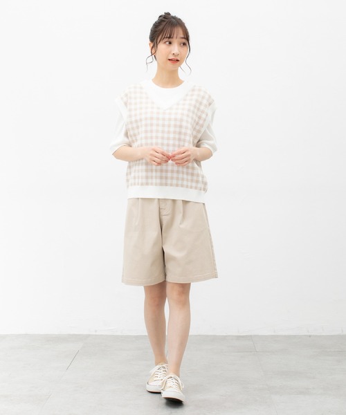 Honeys(ハニーズ)の「タックいり ハーフパンツ(その他パンツ・レディース・ブラック/カーキ/アイボリー/ライトベージュ・S/M/L)」の17枚目の写真