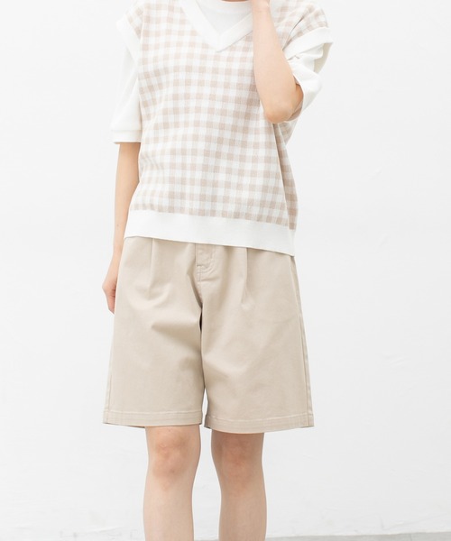 Honeys(ハニーズ)の「タックいり ハーフパンツ(その他パンツ・レディース・ブラック/カーキ/アイボリー/ライトベージュ・S/M/L)」の20枚目の写真