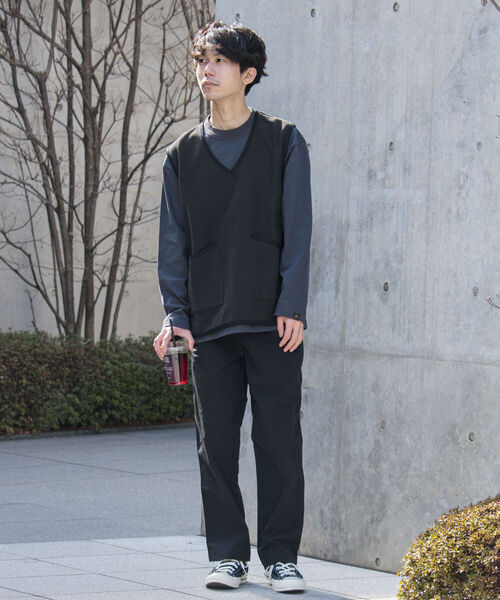 GLOSTER（グロスター）の「【GLOSTER/グロスター】パイルVネック プルオーバーベスト（ベスト・メンズ・チャコールグレー/オリーブ/杢グレー・MEDIUM/LARGE）」の6枚目の写真