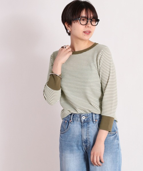 cepo(セポ)の「ワッフルボーダー7分Tee(Tシャツ/カットソー・レディース・オフホワイト/カーキ/イエロー・M)」の3枚目の写真