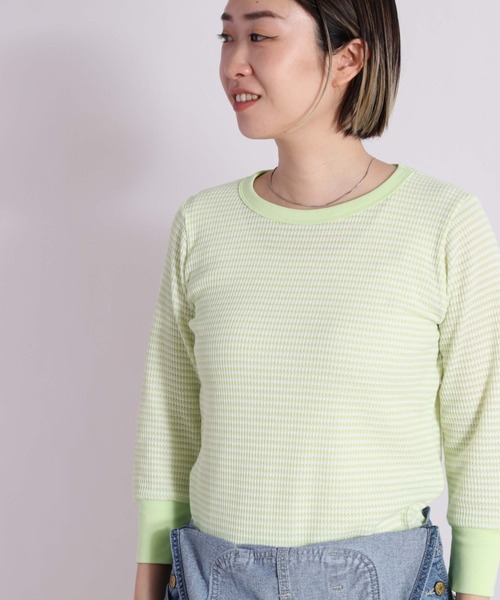 cepo(セポ)の「ワッフルボーダー7分Tee(Tシャツ/カットソー・レディース・オフホワイト/カーキ/イエロー・M)」の15枚目の写真
