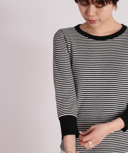 cepo(セポ)の「ワッフルボーダー7分Tee(Tシャツ/カットソー・レディース・オフホワイト/カーキ/イエロー・M)」の7枚目の写真