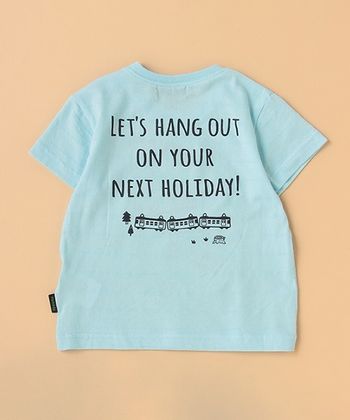 kladskap(クレードスコープ)の「電車とマップ半袖Tシャツ(Tシャツ/カットソー・キッズ・オフホワイト/サックスブルー・130cm/90cm/110cm/120cm/100cm/80cm)」の4枚目の写真