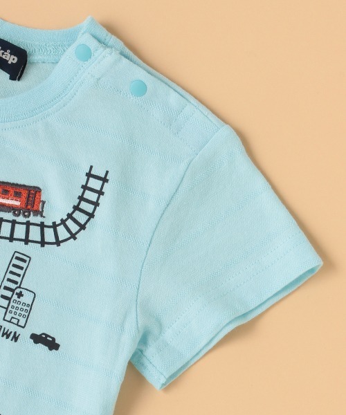 kladskap(クレードスコープ)の「電車とマップ半袖Tシャツ(Tシャツ/カットソー・キッズ・オフホワイト/サックスブルー・130cm/90cm/110cm/120cm/100cm/80cm)」の6枚目の写真