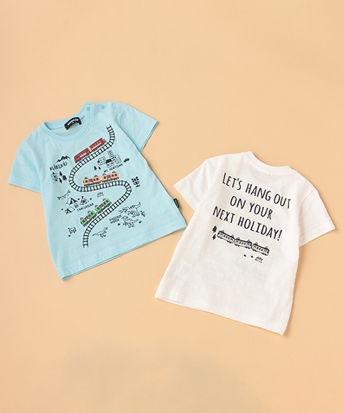kladskap(クレードスコープ)の「電車とマップ半袖Tシャツ(Tシャツ/カットソー・キッズ・オフホワイト/サックスブルー・130cm/90cm/110cm/120cm/100cm/80cm)」の11枚目の写真