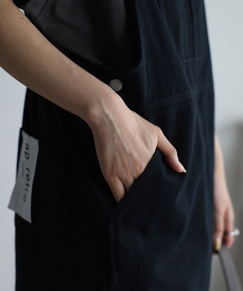 ap retro（アプレトロ）の「サロペットジャンパースカート / デニムジャンスカ（サロペット/オーバーオール・レディース・ブルー/インディゴブルー/オフホワイト/ブラック/ベージュ/キャメル/サックスブルー/グレー・FREE）」の20枚目の写真