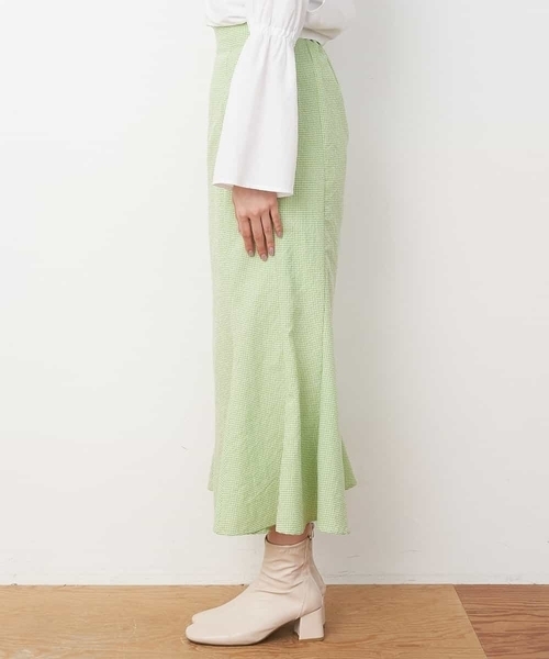 A de a.v.v（アードアー・ヴェ・ヴェ）の「ギンガムチェックマーメイドスカート（スカート・レディース・ブラック/レッド/ライトグリーン・FREE）」の7枚目の写真