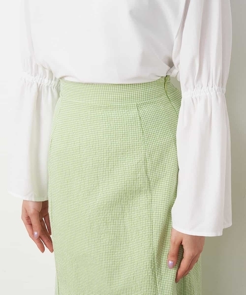 A de a.v.v（アードアー・ヴェ・ヴェ）の「ギンガムチェックマーメイドスカート（スカート・レディース・ブラック/レッド/ライトグリーン・FREE）」の5枚目の写真