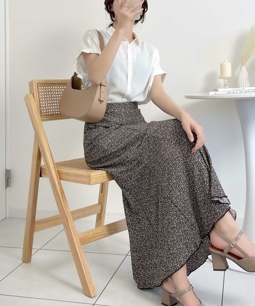 セール】アンニュイな雰囲気。楊柳ランダムプリーツマーメイドスカート  