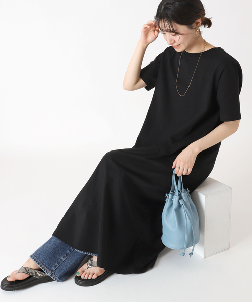 B.C STOCK（ベーセーストック）の「《追加》五分袖度詰めワンピース（ワンピース・レディース・ブラック/グリーン/ピンク・FREE）」の6枚目の写真