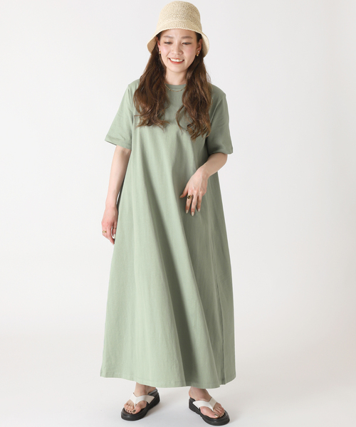 B.C STOCK（ベーセーストック）の「《追加》五分袖度詰めワンピース（ワンピース・レディース・ブラック/グリーン/ピンク・FREE）」の7枚目の写真