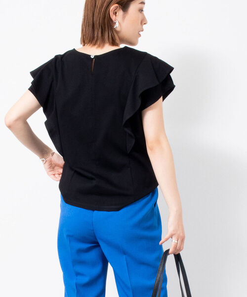 NOLLEY’S(ノーリーズ)の「袖フリルプルオーバーカットソー(Tシャツ/カットソー・レディース・ホワイト/ブラック/グレイッシュブルー/ラベンダー・38)」の9枚目の写真