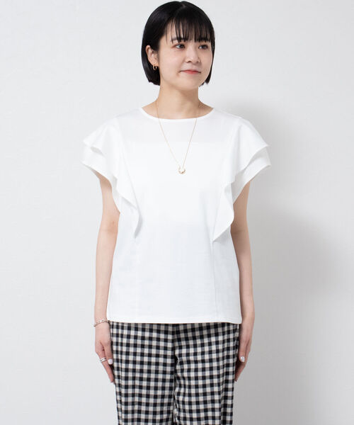 NOLLEY’S(ノーリーズ)の「袖フリルプルオーバーカットソー(Tシャツ/カットソー・レディース・ホワイト/ブラック/グレイッシュブルー/ラベンダー・38)」の14枚目の写真