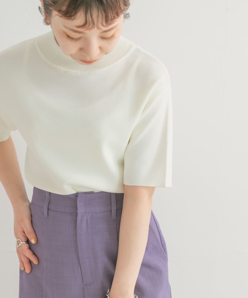 ITEMS URBANRESEARCH（アイテムズ アーバンリサーチ）の「ソウバリハンソデニット2（ニット/セーター・レディース・ピンク/オフホワイト/ブラック/グリーン・FREE）」の2枚目の写真