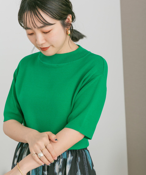 ITEMS URBANRESEARCH（アイテムズ アーバンリサーチ）の「ソウバリハンソデニット2（ニット/セーター・レディース・ピンク/オフホワイト/ブラック/グリーン・FREE）」の9枚目の写真