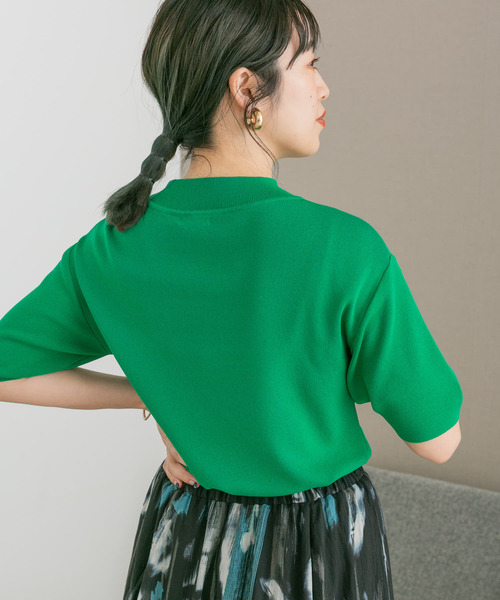 ITEMS URBANRESEARCH（アイテムズ アーバンリサーチ）の「ソウバリハンソデニット2（ニット/セーター・レディース・ピンク/オフホワイト/ブラック/グリーン・FREE）」の8枚目の写真