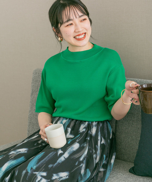 ITEMS URBANRESEARCH（アイテムズ アーバンリサーチ）の「ソウバリハンソデニット2（ニット/セーター・レディース・ピンク/オフホワイト/ブラック/グリーン・FREE）」の10枚目の写真