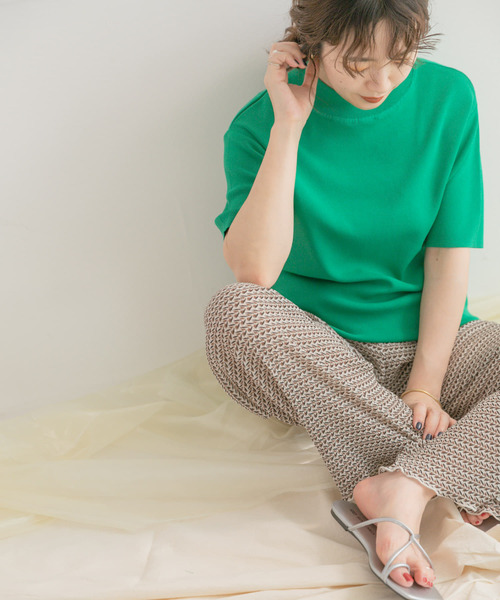 ITEMS URBANRESEARCH（アイテムズ アーバンリサーチ）の「ソウバリハンソデニット2（ニット/セーター・レディース・ピンク/オフホワイト/ブラック/グリーン・FREE）」の5枚目の写真