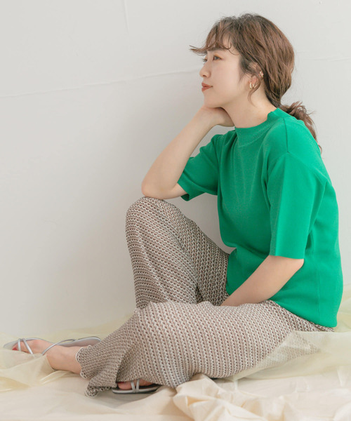 ITEMS URBANRESEARCH（アイテムズ アーバンリサーチ）の「ソウバリハンソデニット2（ニット/セーター・レディース・ピンク/オフホワイト/ブラック/グリーン・FREE）」の13枚目の写真