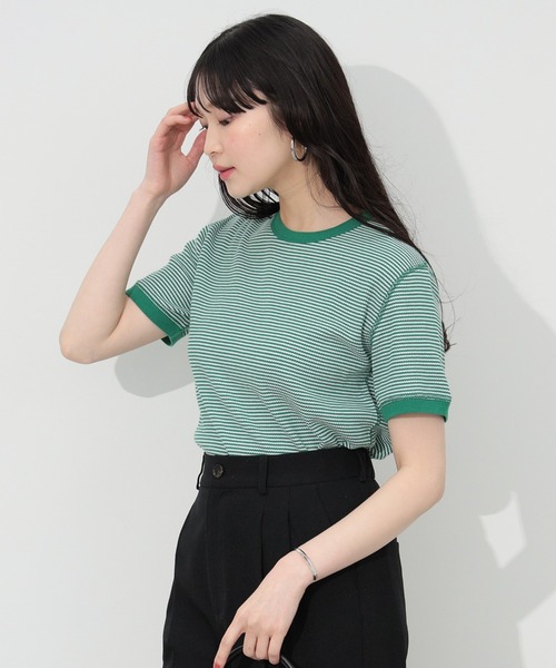 BEAMS HEART（ビームスハート）の「BEAMS HEART / ワッフル ボーダー Tシャツ（Tシャツ/カットソー・レディース・ネイビー/グリーン/イエロー/レッド・FREE）」の14枚目の写真