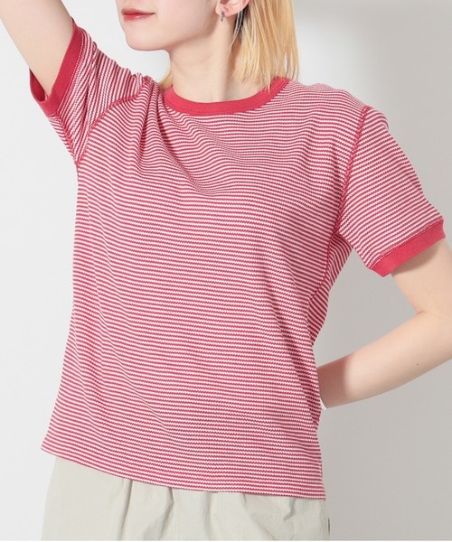 BEAMS HEART（ビームスハート）の「BEAMS HEART / ワッフル ボーダー Tシャツ（Tシャツ/カットソー・レディース・ネイビー/グリーン/イエロー/レッド・FREE）」の18枚目の写真