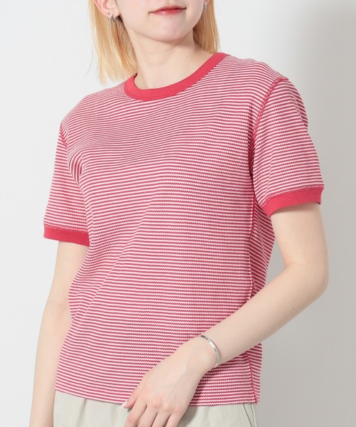 BEAMS HEART（ビームスハート）の「BEAMS HEART / ワッフル ボーダー Tシャツ（Tシャツ/カットソー・レディース・ネイビー/グリーン/イエロー/レッド・FREE）」の19枚目の写真