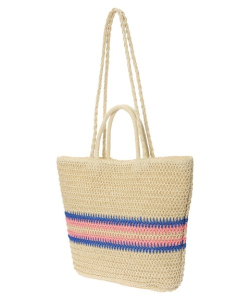 Green　Parks（グリーンパークス）の「・2WAYラインペーパートートバッグ（かごバッグ・レディース・オレンジ/ピンク/イエロー・FREE）」の9枚目の写真