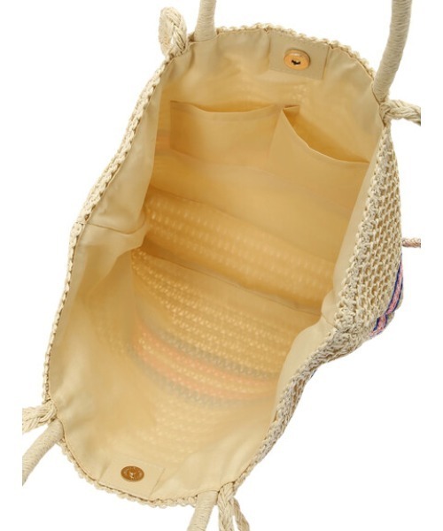 Green　Parks（グリーンパークス）の「・2WAYラインペーパートートバッグ（かごバッグ・レディース・オレンジ/ピンク/イエロー・FREE）」の4枚目の写真