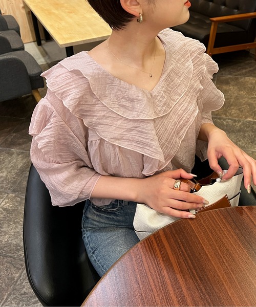 Ambre Ciel（アンブルシエル）の「ラッフルシアーブラウス／【WEB/EC限定商品】（シャツ/ブラウス・レディース・オフホワイト/ピンク/ブラック・FREE）」の8枚目の写真