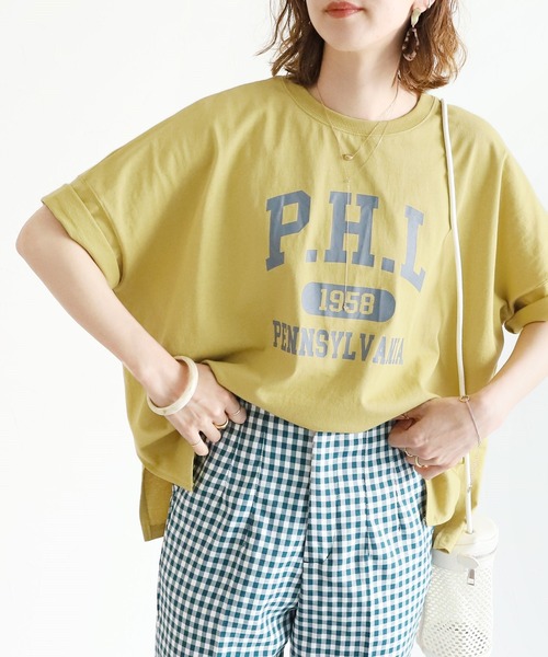 reca(レカ)の「カレッジロゴワイドプルオーバー(Tシャツ/カットソー・レディース・イエロー/ブラック/オフホワイト・FREE)」の3枚目の写真