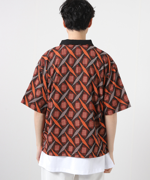 JOURNAL STANDARD（ジャーナルスタンダード）の「ジャガード ハーフZIP ニットポロシャツ（ポロシャツ・メンズ・オレンジ/ベージュ/グリーン・LARGE/MEDIUM）」の7枚目の写真