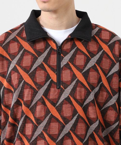 JOURNAL STANDARD（ジャーナルスタンダード）の「ジャガード ハーフZIP ニットポロシャツ（ポロシャツ・メンズ・オレンジ/ベージュ/グリーン・LARGE/MEDIUM）」の8枚目の写真