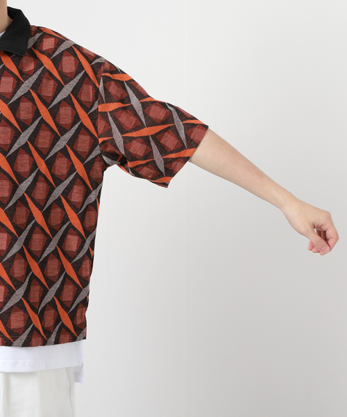 JOURNAL STANDARD（ジャーナルスタンダード）の「ジャガード ハーフZIP ニットポロシャツ（ポロシャツ・メンズ・オレンジ/ベージュ/グリーン・LARGE/MEDIUM）」の10枚目の写真