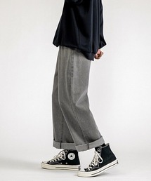 リラックスルーズストレート ウォッシュデニムパンツ