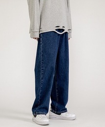 リラックスルーズストレート ウォッシュデニムパンツ