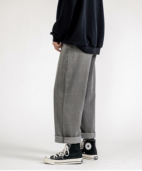 MONO-MART(モノマート)の「リラックスルーズストレート ウォッシュデニムパンツ(デニムパンツ・メンズ・ブラック/サックスブルー/ライトブルー/グレー/インディゴブルー・S/XL/M/L)」の13枚目の写真