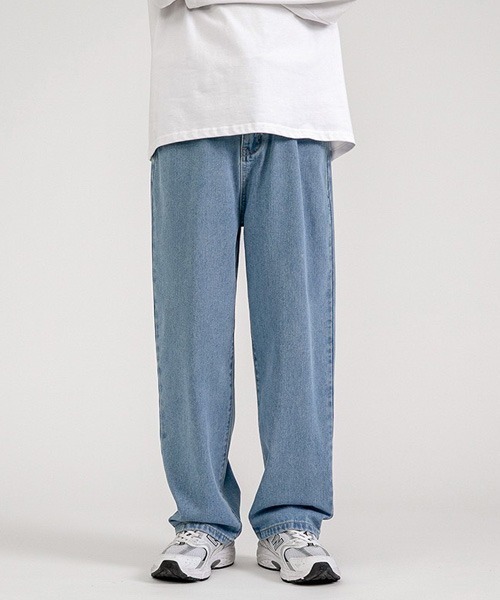 MONO-MART(モノマート)の「リラックスルーズストレート ウォッシュデニムパンツ(デニムパンツ・メンズ・ブラック/サックスブルー/ライトブルー/グレー/インディゴブルー・S/XL/M/L)」の19枚目の写真