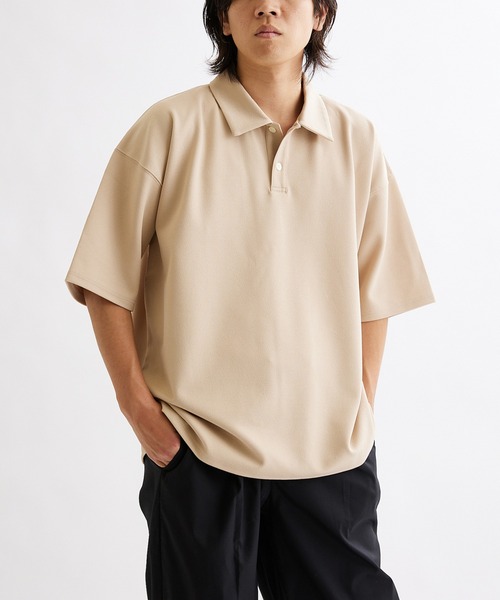 JOURNAL STANDARD(ジャーナルスタンダード)の「クレープ ウィーブ ポロシャツ(ポロシャツ・メンズ・ブラック/ベージュ/ネイビー/スミクロ・SMALL/MEDIUM/LARGE)」の4枚目の写真