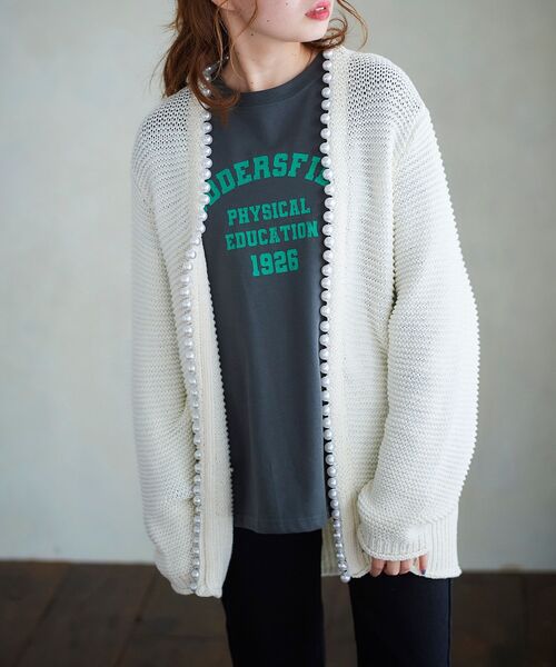 le.coeur blanc（ルクールブラン）の「パールツキカーディガン（カーディガン/ボレロ・レディース・ネイビー/オフホワイト・38）」の9枚目の写真