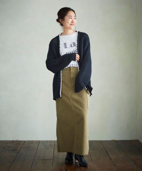 le.coeur blanc（ルクールブラン）の「パールツキカーディガン（カーディガン/ボレロ・レディース・ネイビー/オフホワイト・38）」の17枚目の写真