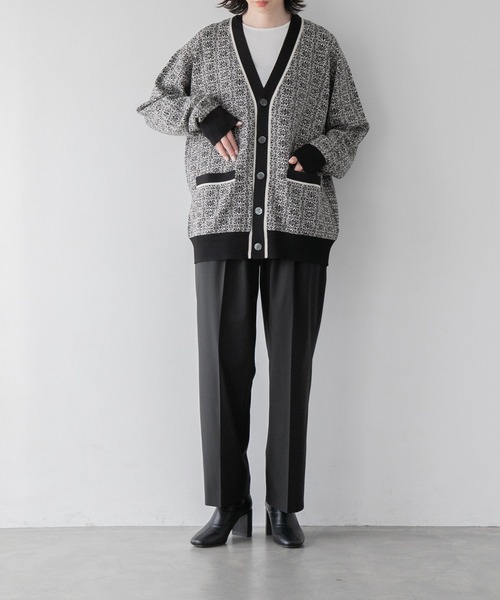 yuw（ユウ）の「ＵＮＩＳＥＸジャガードカーディガン　352726（カーディガン/ボレロ・レディース・ブラック/ブルー・FREE）」の5枚目の写真