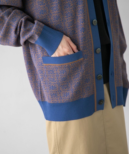 yuw（ユウ）の「ＵＮＩＳＥＸジャガードカーディガン　352726（カーディガン/ボレロ・レディース・ブラック/ブルー・FREE）」の8枚目の写真