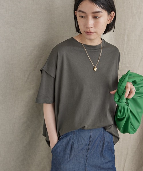 AMERICAN HOLIC(アメリカンホリック)の「BIGシルエットカットプルオーバー(Tシャツ/カットソー・レディース・チャコールグレー/ライトグレー/グリーン・M/L)」の2枚目の写真