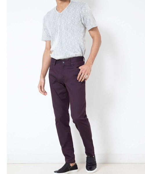 MK MICHEL KLEIN HOMME (エムケーミッシェルクランオム)の「ヘリンボーン柄パンツ(チノパンツ・メンズ・ライトグレー/ボルドー・44/46/48/50)」の4枚目の写真