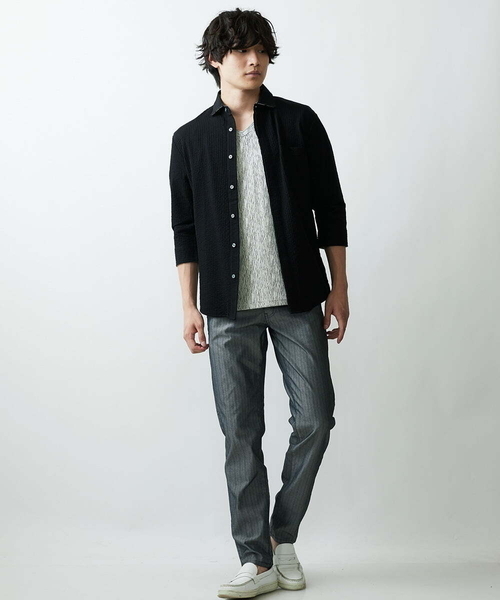MK MICHEL KLEIN HOMME (エムケーミッシェルクランオム)の「ヘリンボーン柄パンツ(チノパンツ・メンズ・ライトグレー/ボルドー・44/46/48/50)」の12枚目の写真