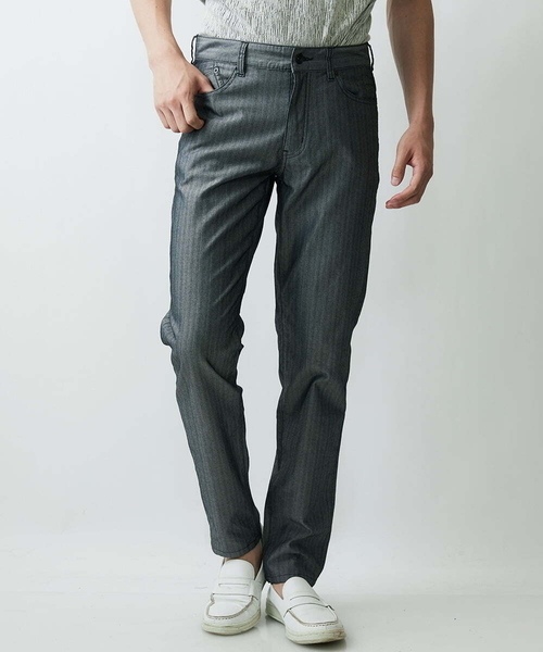 MK MICHEL KLEIN HOMME (エムケーミッシェルクランオム)の「ヘリンボーン柄パンツ(チノパンツ・メンズ・ライトグレー/ボルドー・44/46/48/50)」の2枚目の写真